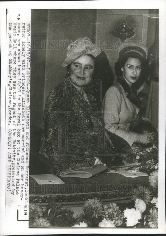 1947 Press Photo QUEEN MOTHER ELIZABETH PRINCESS MARGARET - Historic Images