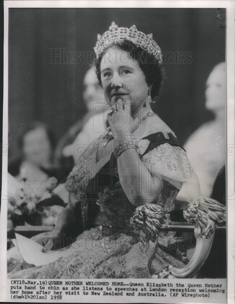 1958 Press Photo QUEEN MOTHER ELIZABETH  SPEECH - Historic Images