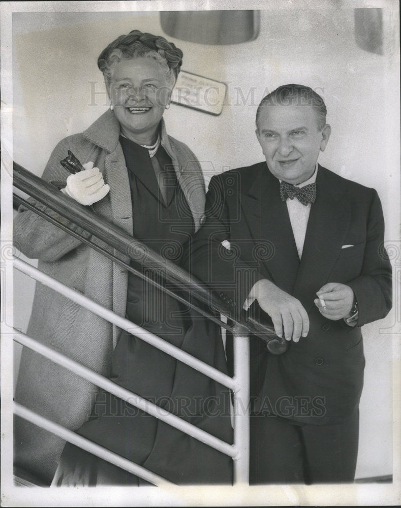 1953 Press Photo Fritz Reiner, conductor and his wife aboard the Andrea Doria - Historic Images