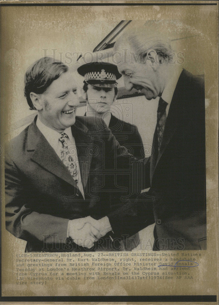 1974 Press Photo UN Secretary General Dr. Kurt Waldhein - Historic Images