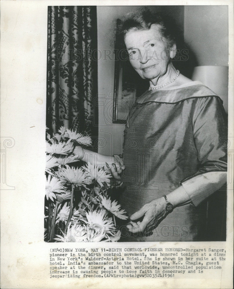 1961 Press Photo Margaret Sanger Founder Planned Parenthood - Historic Images