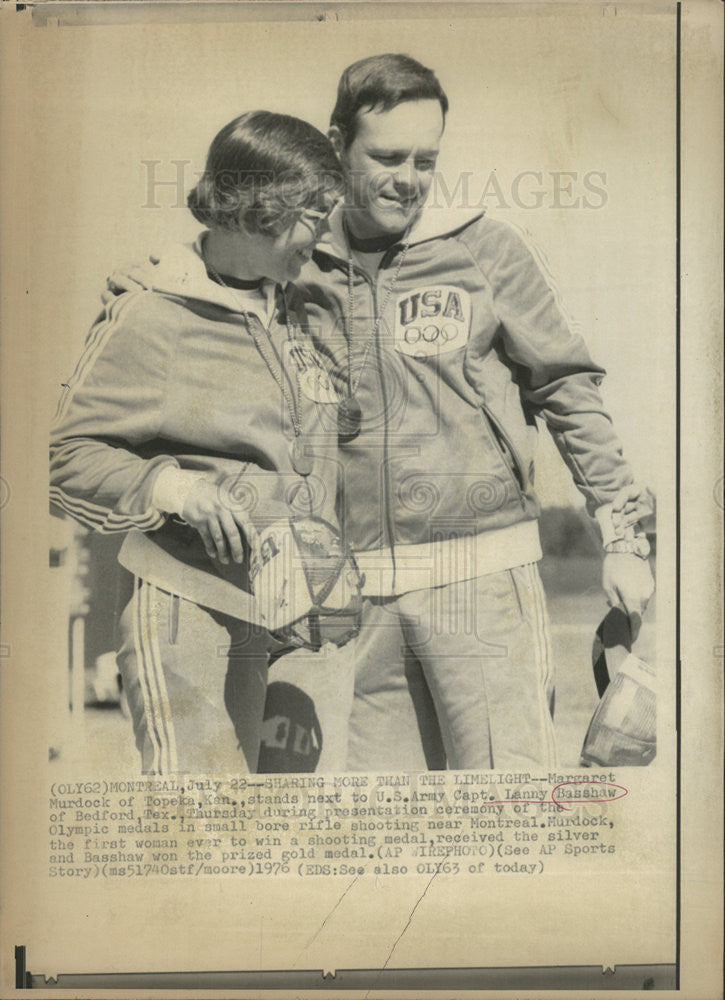 1976 Press Photo Margaret Murdock, She is the First Woman to Win Shooting Medal - Historic Images