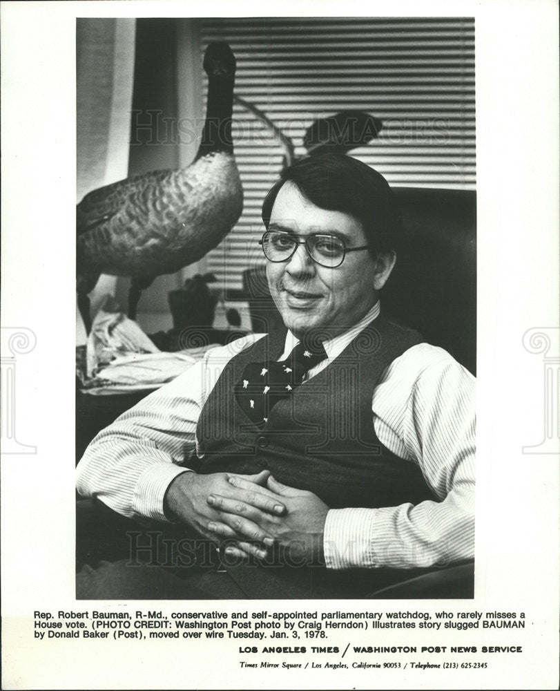 1978 Press Photo Rep. Robert Bauman from Md - Historic Images