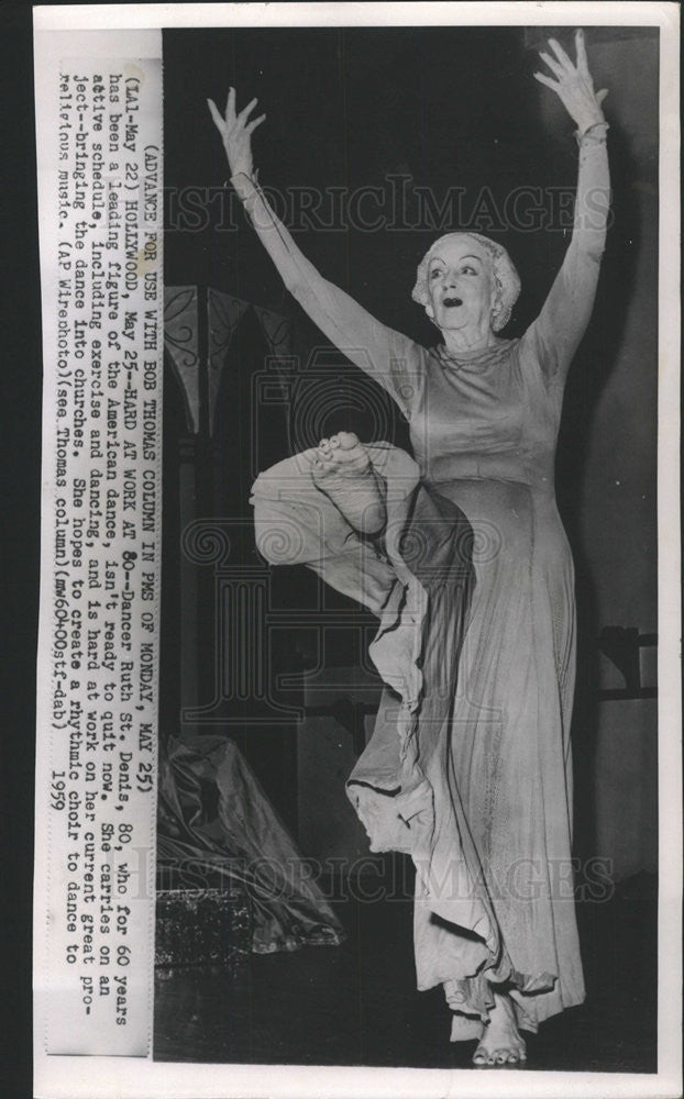 1959 Press Photo Dancer Ruth St.Denis - Historic Images