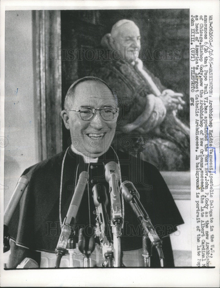 1965 Press Photo Edigio Vagnozzi John Cody Archbishop Chicago - Historic Images