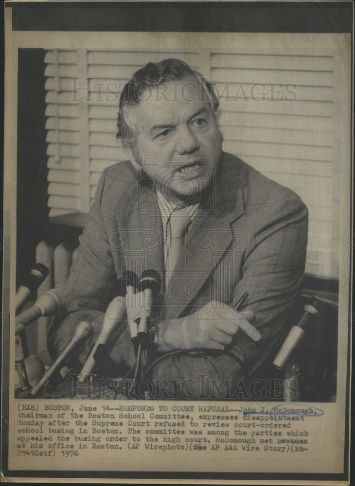 1976 Press Photo John J. McDonough, Boston school committee - Historic Images