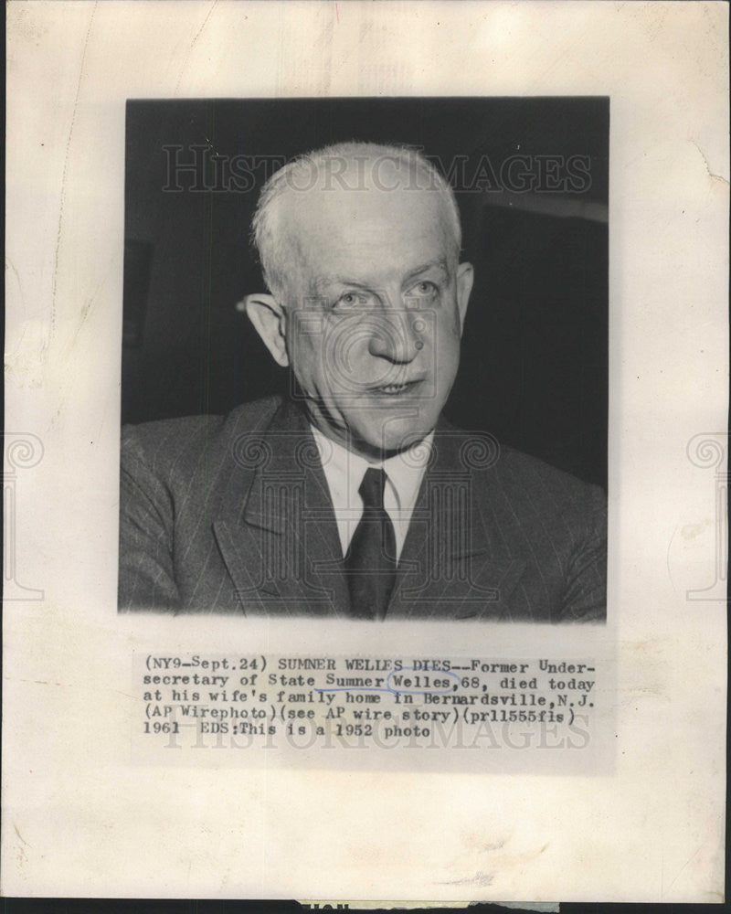 1961 Press Photo SUMNER WELLES AMERICAN GOVERNMENT OFFICIAL - Historic Images
