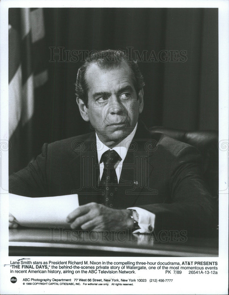 1990 Press Photo Lane Smith as Richard M. Nixin In &quot; THE FINAL DAYS&quot; - Historic Images