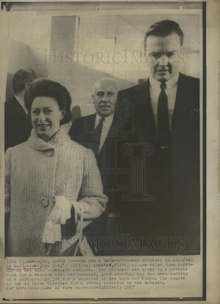 1967 Press Photo Princess Margaret & Bud Palmer, New York's Official Greeter - Historic Images