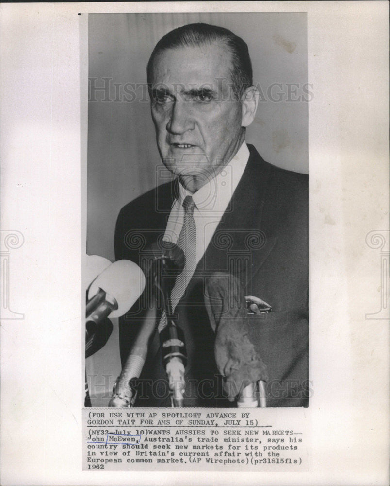 1962 Press Photo John McEwen, Australia&#39;s trade minister - Historic Images