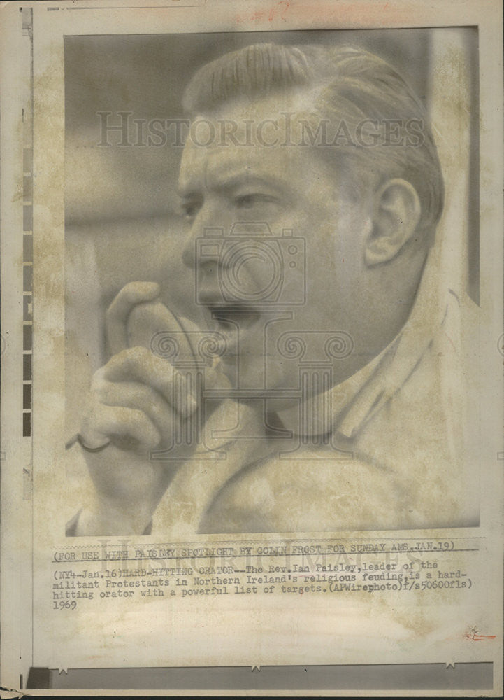 1970 Press Photo  REV. IAN PAISLEY POLITICIAN CHURCH MINSTER NORTHERN IRELAND - Historic Images