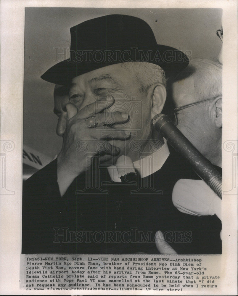 1963 Press Photo Archbishop Pierre Martin Dinn Thus brother President Ngo Dihn - Historic Images