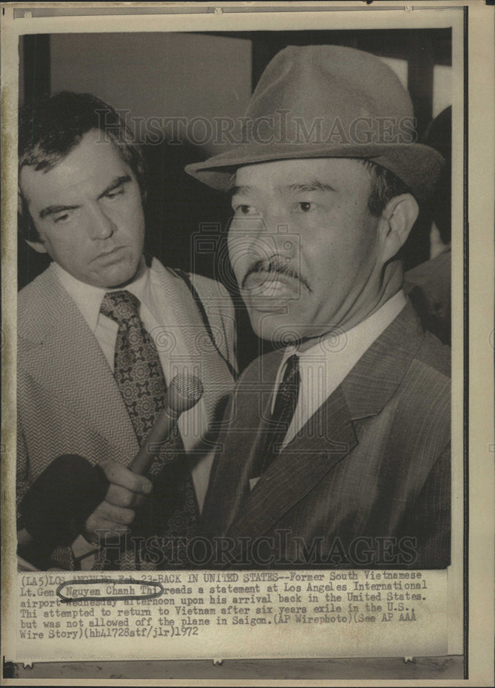 1972 Press Photo Nguyen Chanh Thi Los Angeles International Airport - Historic Images