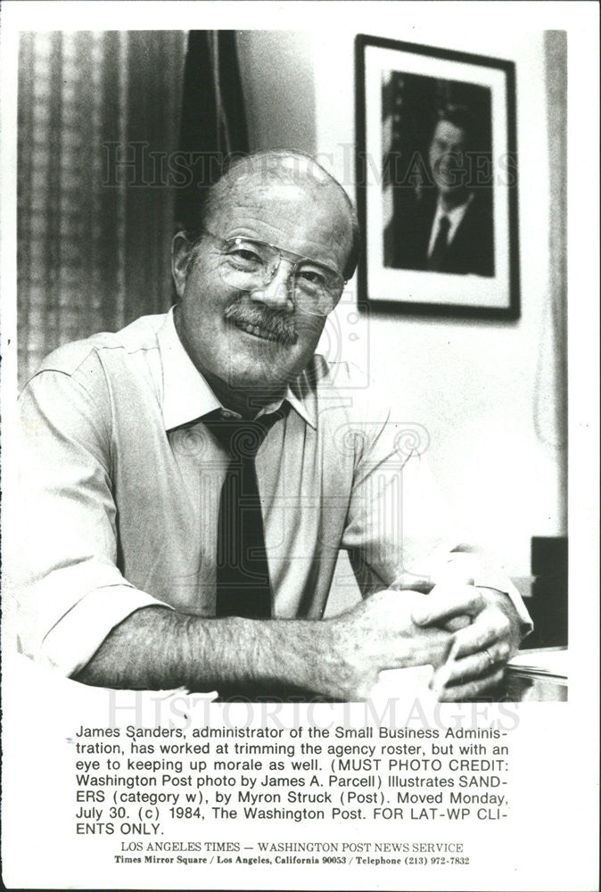 1984 Press Photo James Sanders Administrator of  Small Business Administration - Historic Images