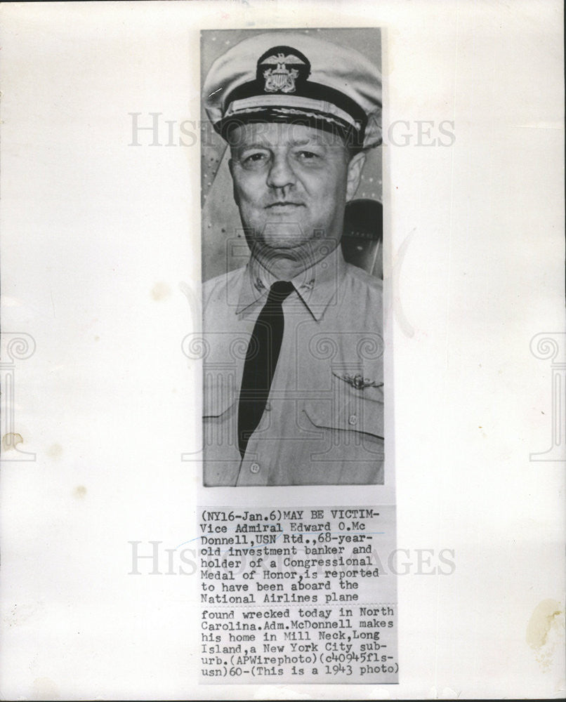 1960 Press Photo EDWARD O. MCDONNELL VICE ADMIRAL USN - Historic Images