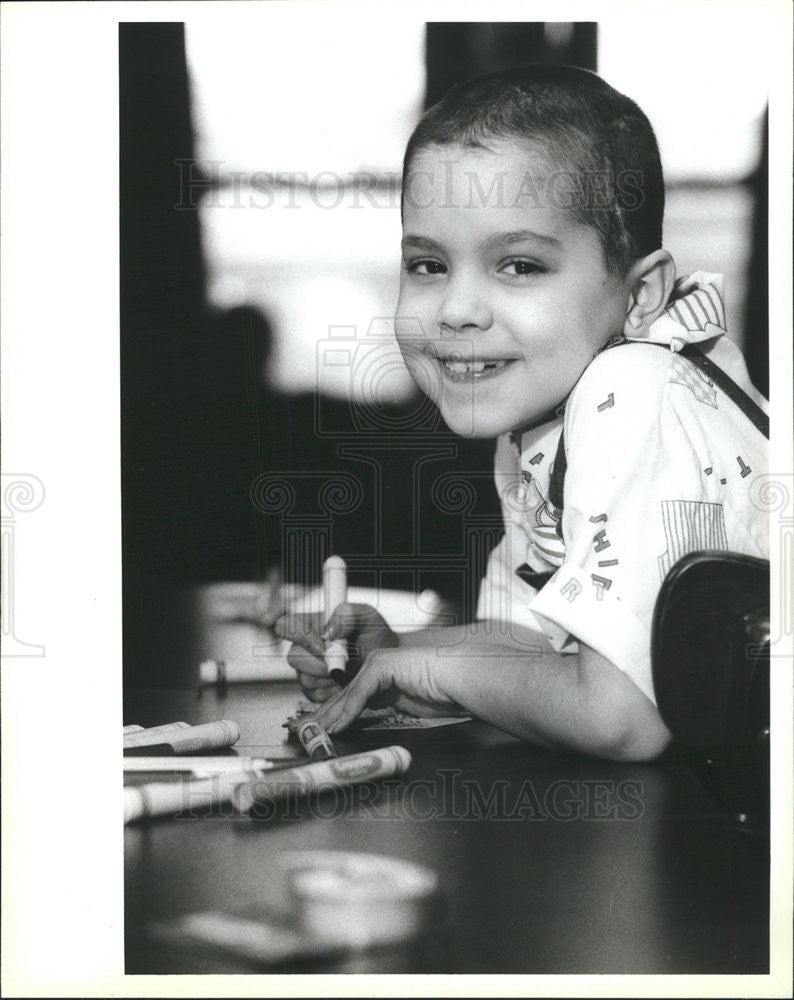 1988 Press Photo Marilyn Rodriguez, 7 yr old with brain tumor - Historic Images