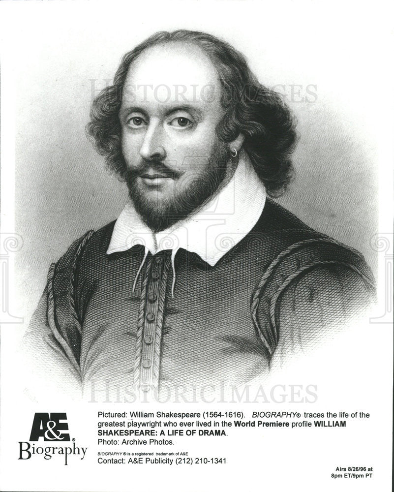 1996 Press Photo William Shakespeare - Historic Images