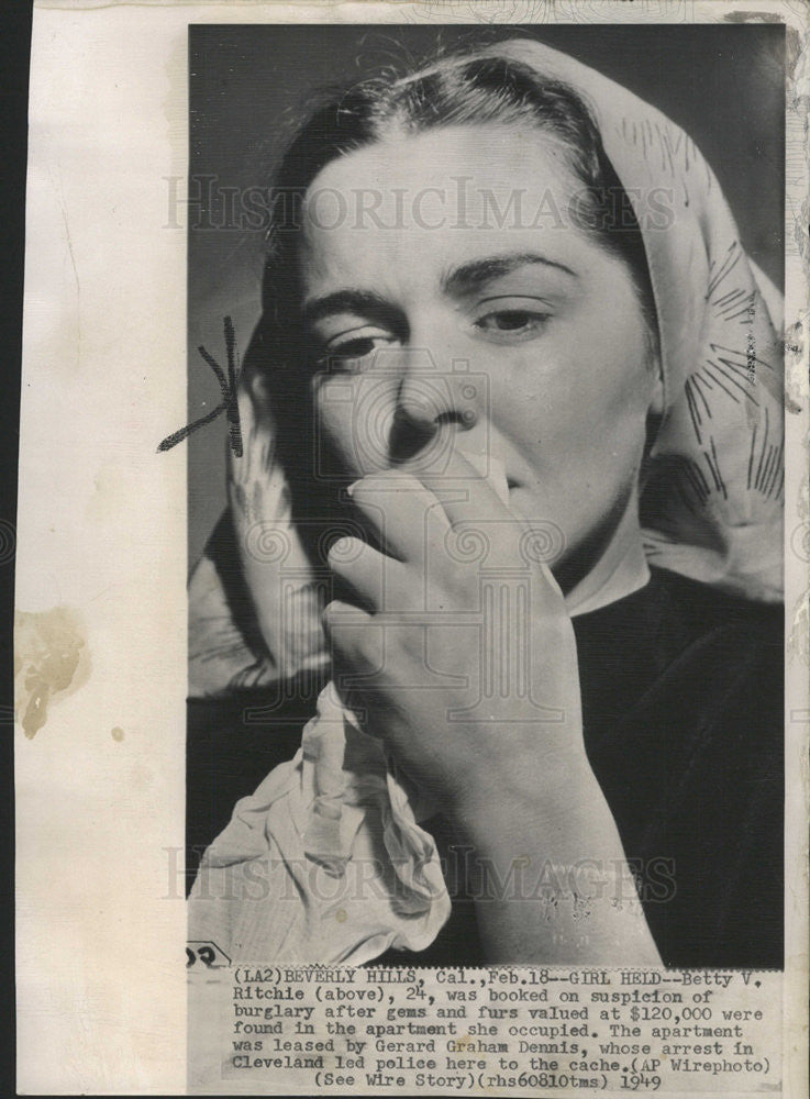 1949 Press Photo Betty Ritchie Burglar Suspect - Historic Images