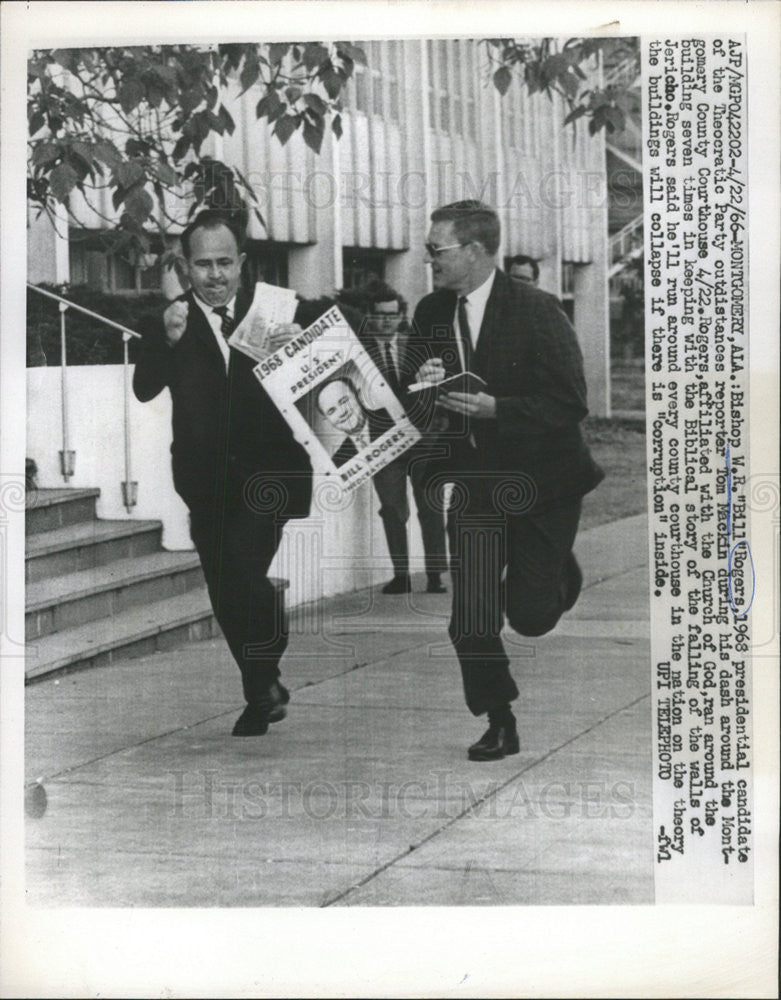 1966 Press Photo Bishop W.R. Rogers,pres candidate,Tom Mackin,reporter - Historic Images