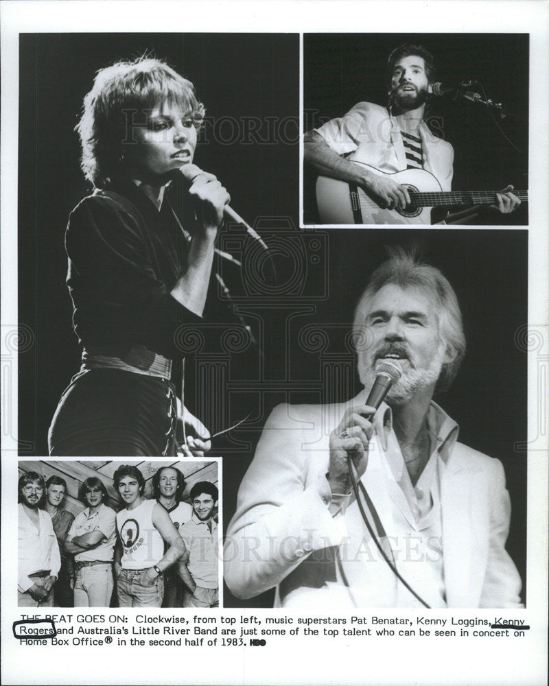 1983 Press Photo Kenny Rogers,Kenny Loggins,Pat Benatar,Australia&#39;s Little River Band - Historic Images