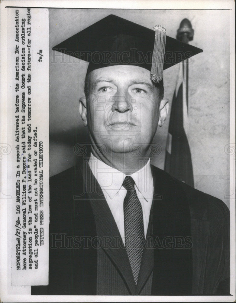 1958 Press Photo Atty Gen William P. Rogers - Historic Images