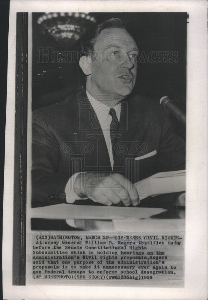 1959 Press Photo Atty Gen William Rogers - Historic Images