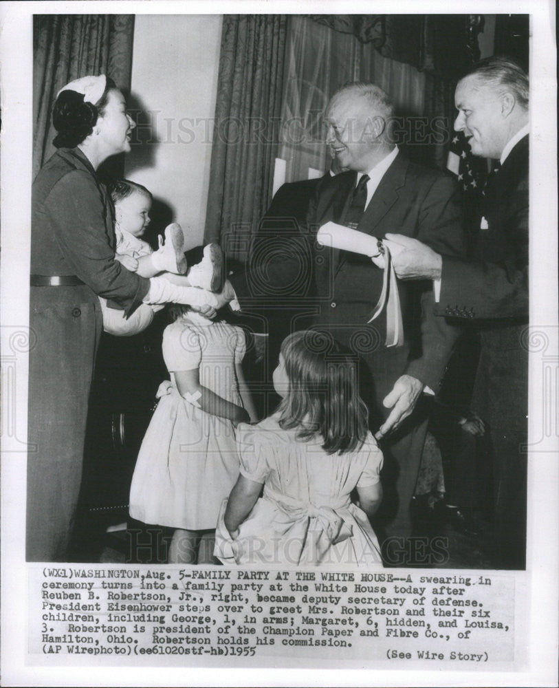 1955 Press Photo Reuben Robertson,Secy of defense,Pres. Eisenhower - Historic Images