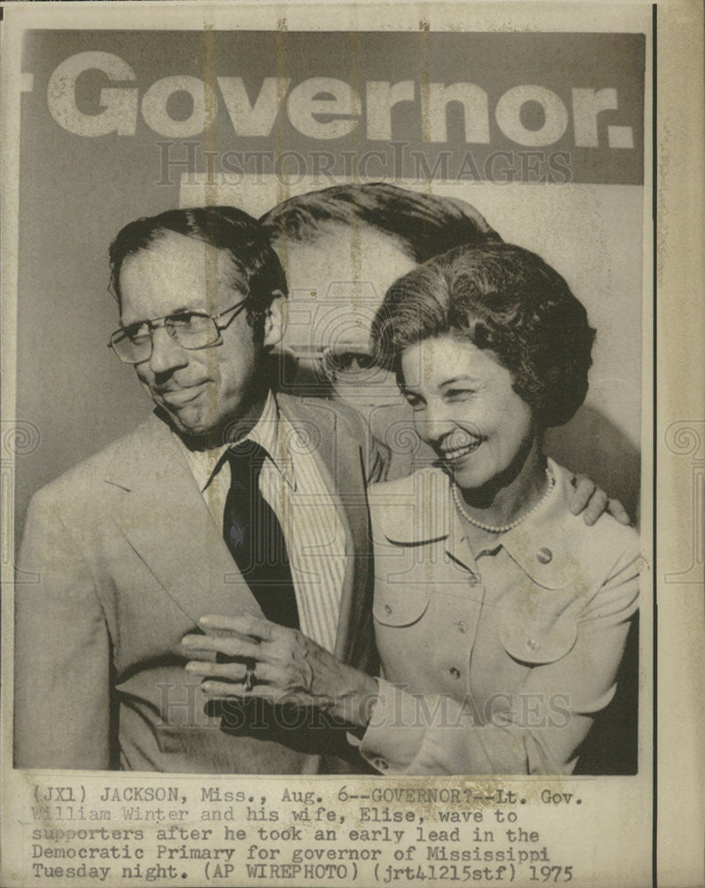 1975 Press Photo Lt. Gov William Winter and wife Elise - Historic Images