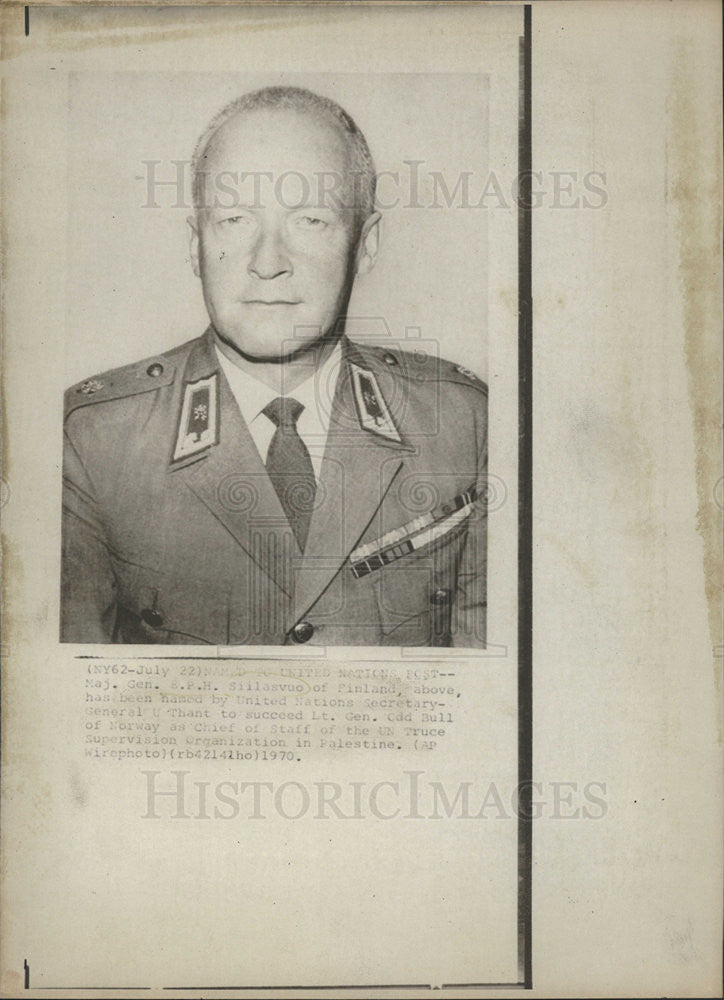 1970 Press Photo Maj Gen E.P.H. Silanvue of Finland - Historic Images