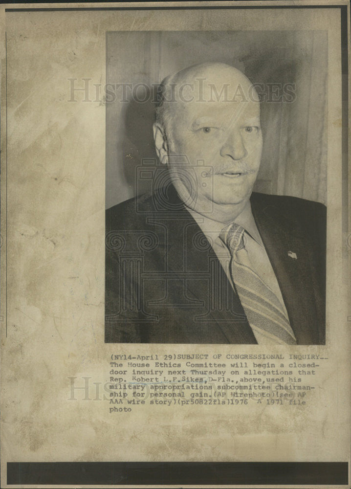 1971 Press Photo Robert Lee Fulton Sikes American US Representative Florida - Historic Images