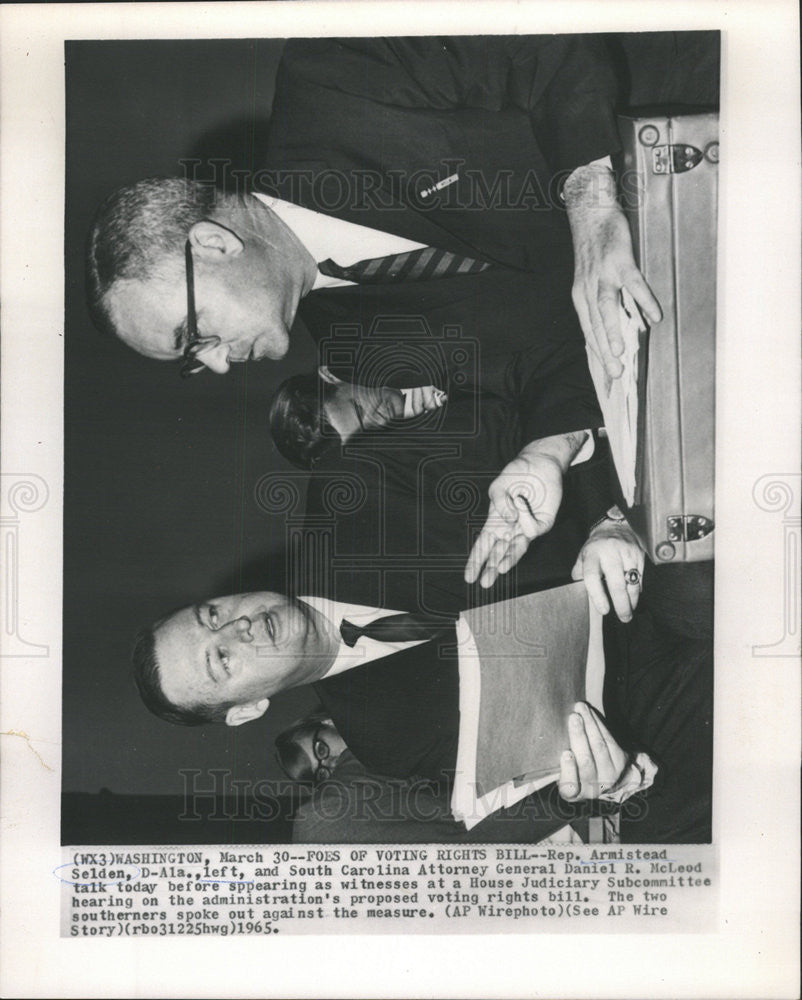 1965 Press Photo REP. ARMISTEAD SELDEN GENERAL DANIEL R. MCLEOD - Historic Images