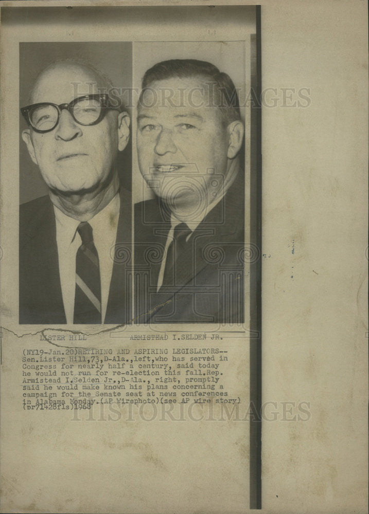 1968 Press Photo Armistead I. Selden Jr US Representative Alabama Campaign Senat - Historic Images