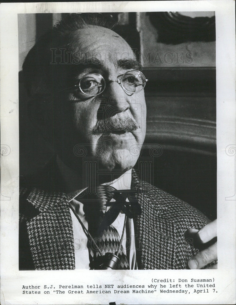 1971 Press Photo S.J. Perelman American Humorist Author Screenwriter - Historic Images