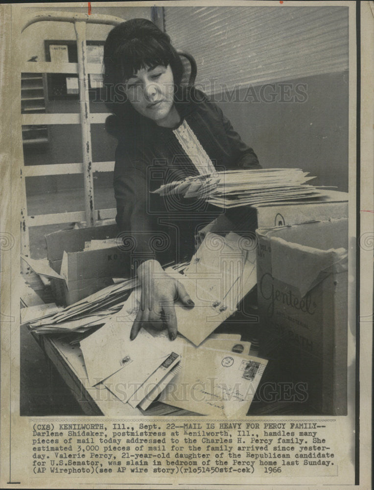 1966 Press Photo Darlene Shidaker,postmistress - Historic Images