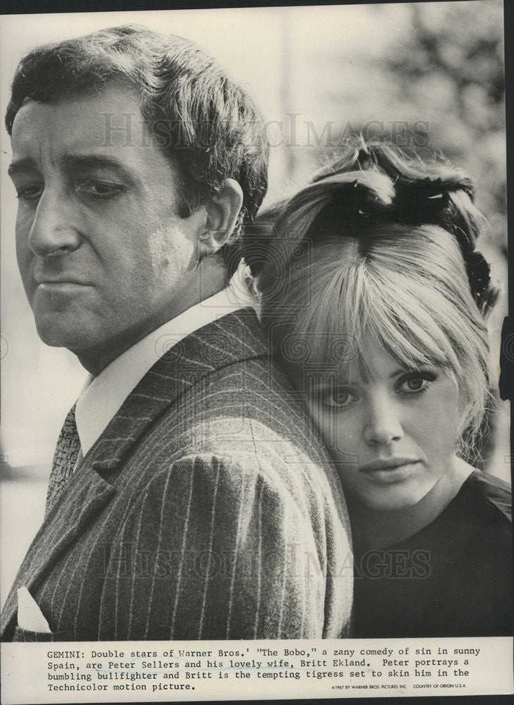 1967 Press Photo Peter Sellers and Britt Eklund in &quot;The Bobo&quot; - Historic Images