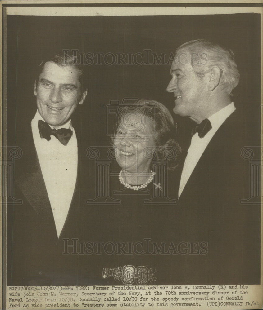 1973 Press Photo Former Presidential Advisor John B. Connally His Wife ...