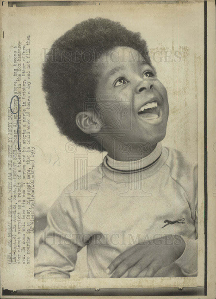 1973 Press Photo Rodney Allen Rippy Jack In The Box Hamburger Commercial Star - Historic Images