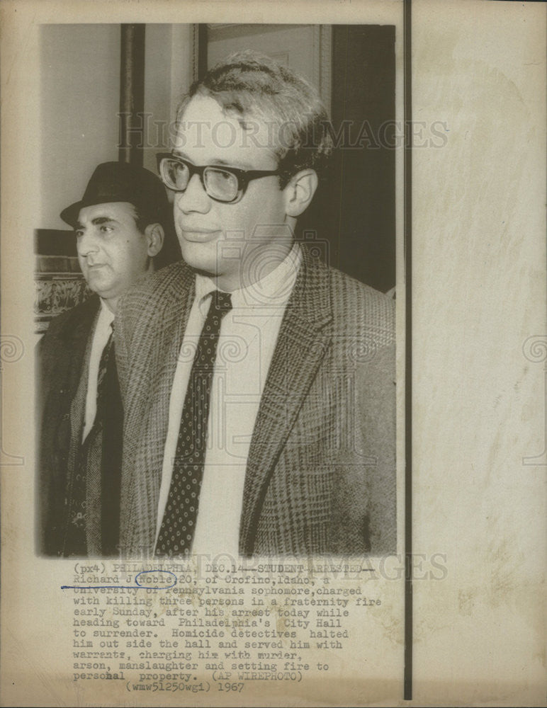 1967 Press Photo Richard J Noble Pennsylvania Sophomore University - Historic Images