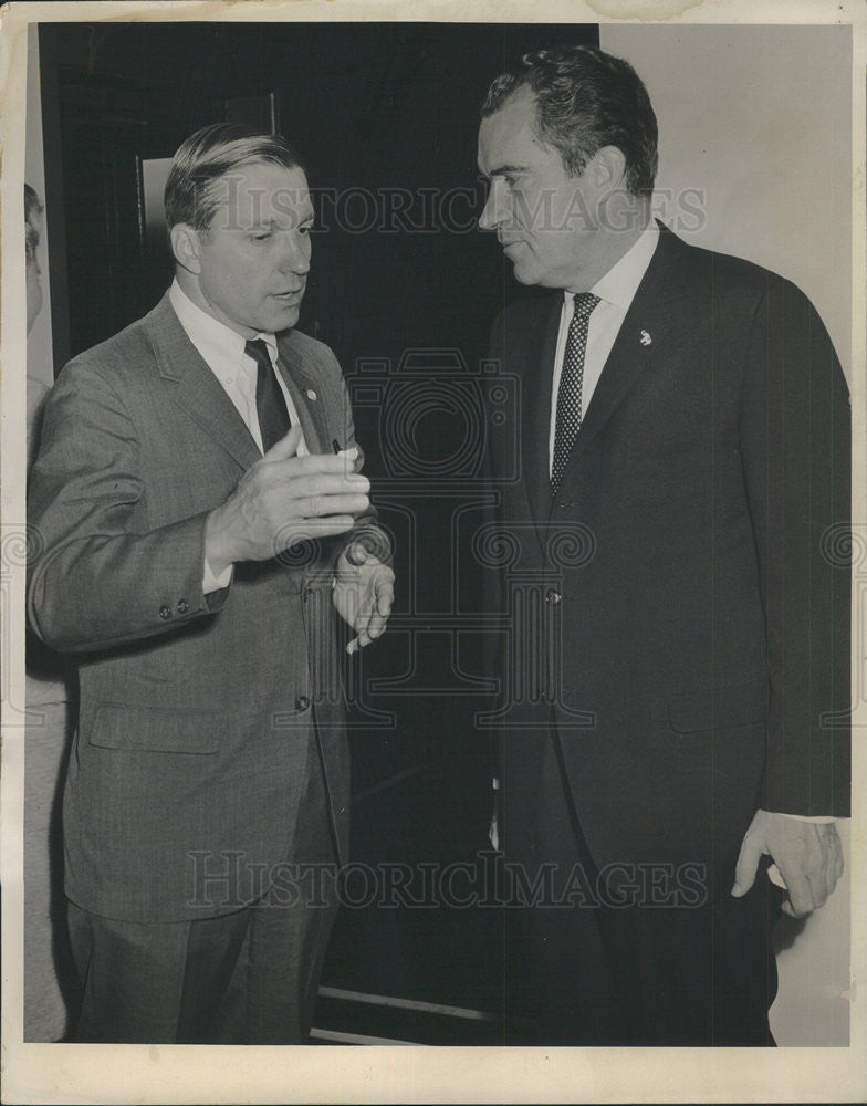 1964 Press Photo Richard M. Nixon and Charles Percy Communicated in Ultra Quiet - Historic Images