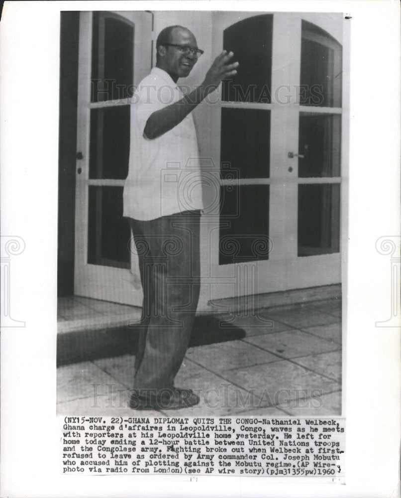 1960 Press Photo Nathaniel Welbeck Leopoldville Congo Joseph Mobutu - Historic Images