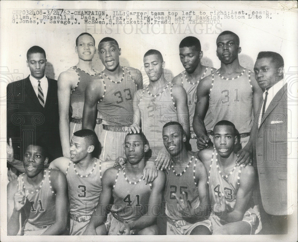 1962 Press Photo Carver team Illinois asst. coach Russell - Historic Images