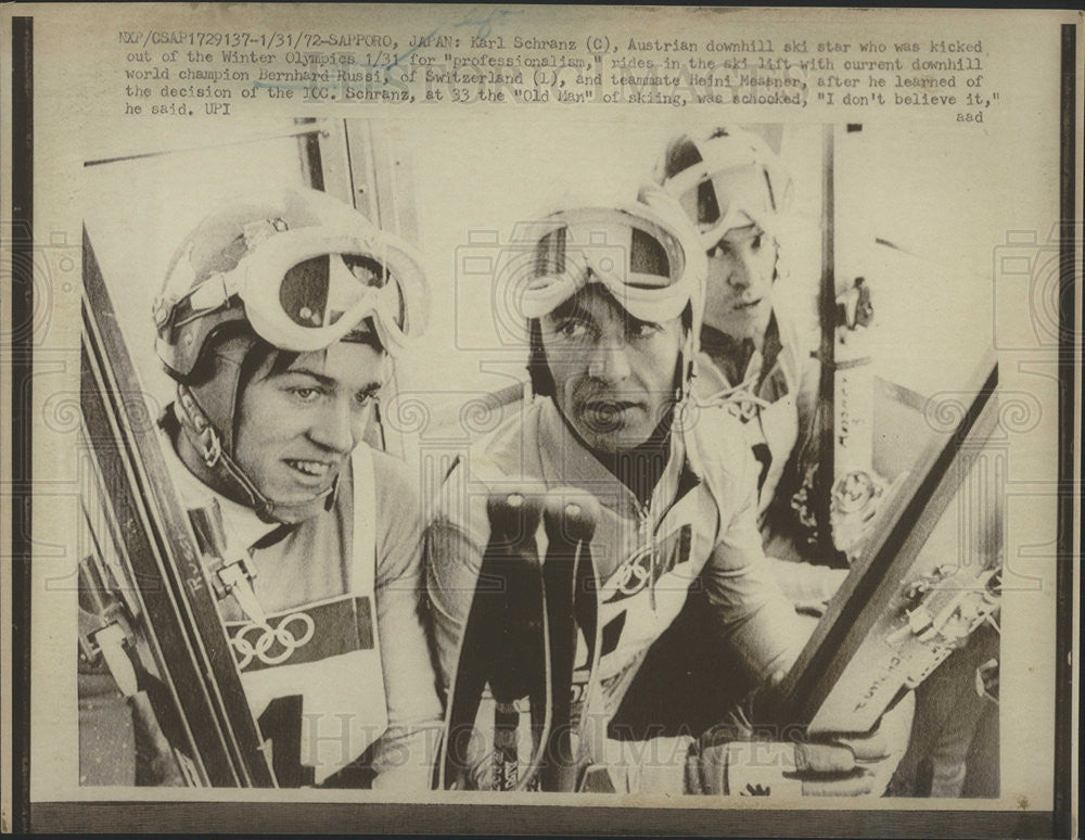 1972 Press Photo Karl Schrens,Bernhard Russi,skiers - Historic Images