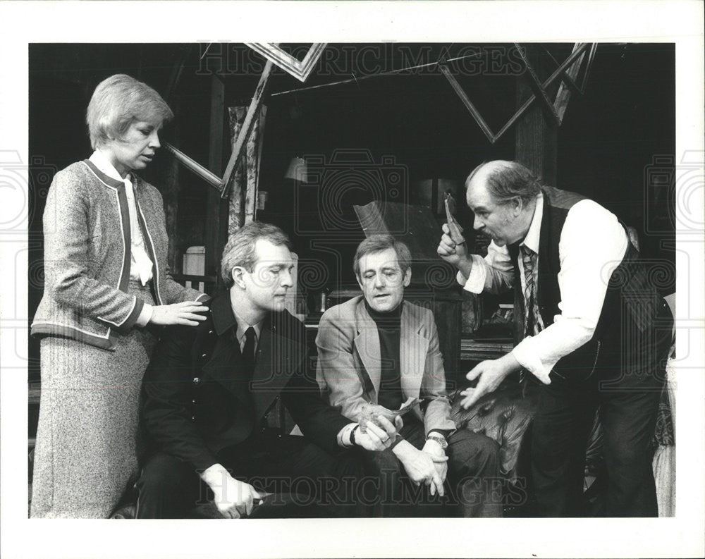 1986 Press Photo Joe Lauck,John mahoney, Bernie Landis in &quot;The Price&quot; - Historic Images