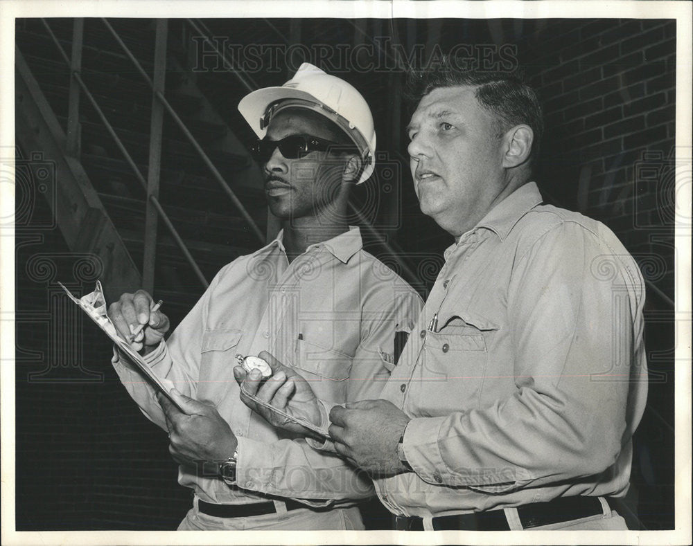 1963 Press Photo Ralph Lightfoot and Lt Harry Maker, Fire Dept - Historic Images