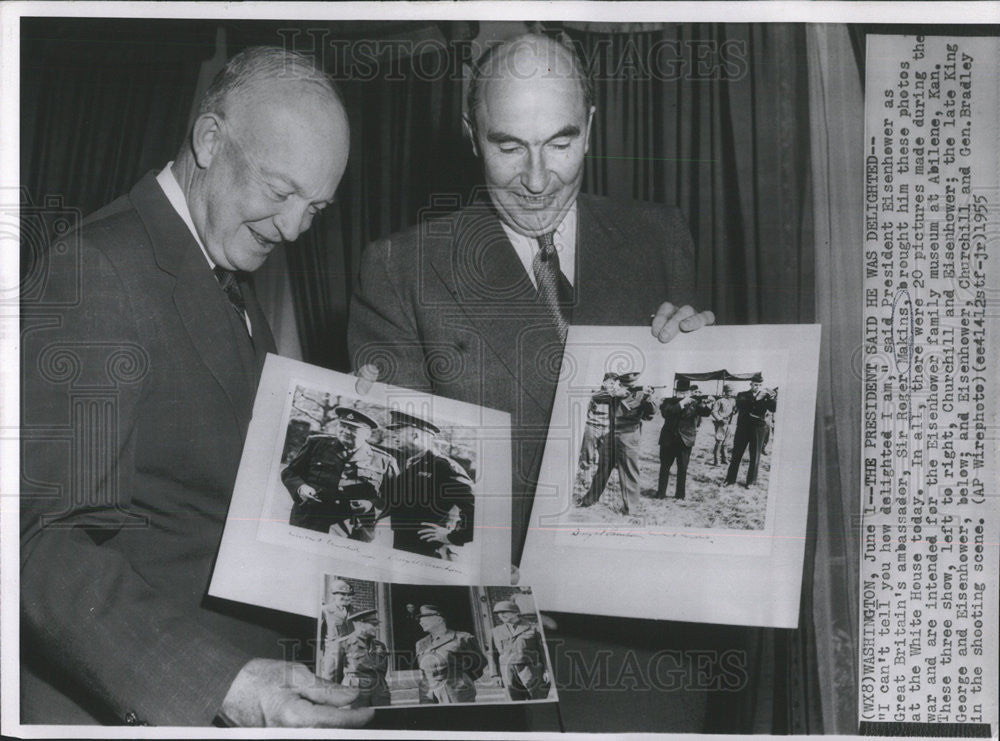 1955 Press Photo President Eisenhower Sir Roger Makins War Photos - Historic Images