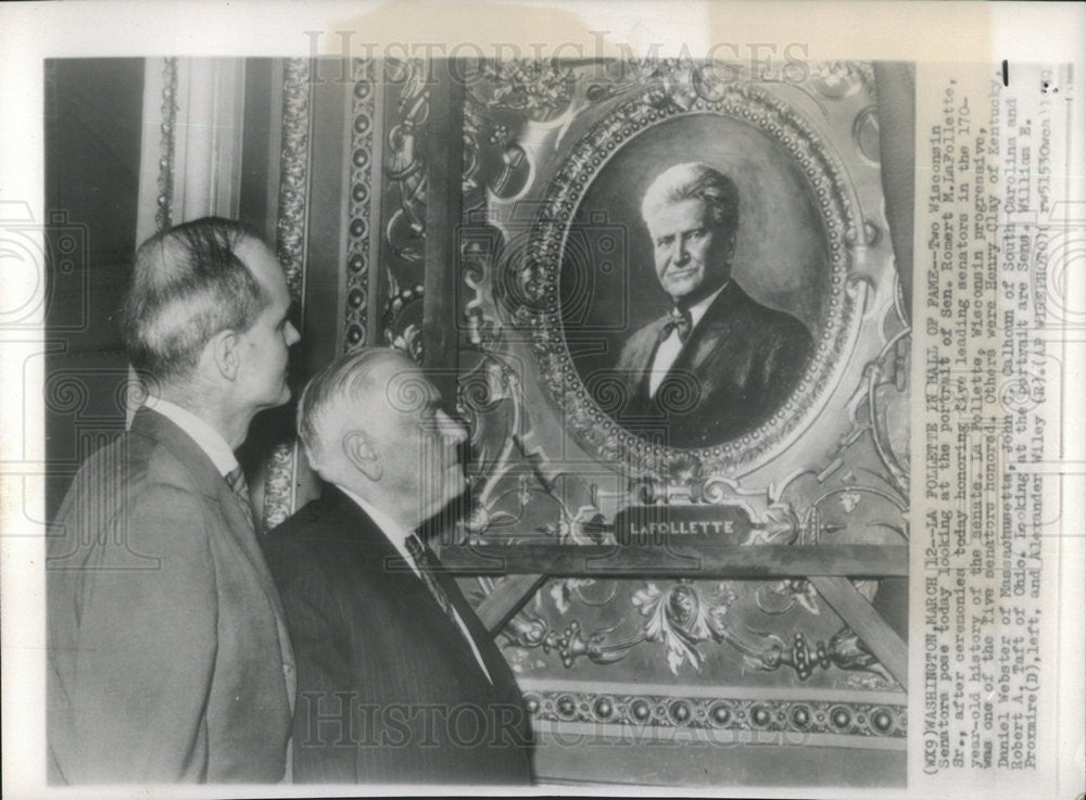 1959 Press Photo Portrait of Sen.Romert M. LaFollette - Historic Images