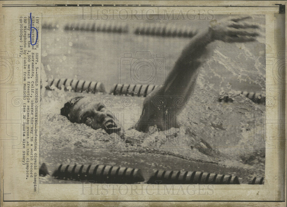 1972 Press Photo Mike Burton American Olympic Sports Swimmer - Historic Images