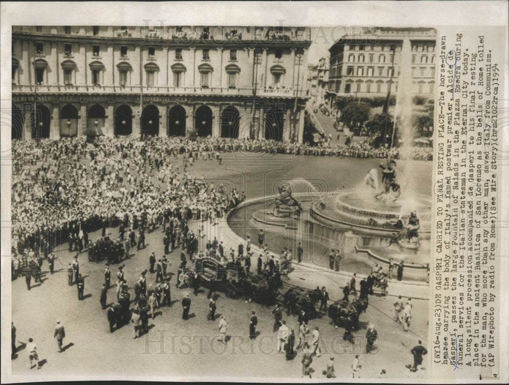 1954 Press Photo Italian Premier Alcide de Gasperi Funeral - Historic Images