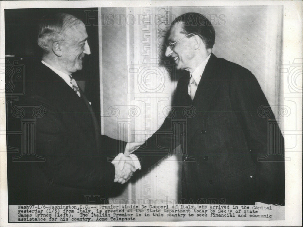 Press Photo Italian Statesman Politician Alcide De Gasperi - Historic Images