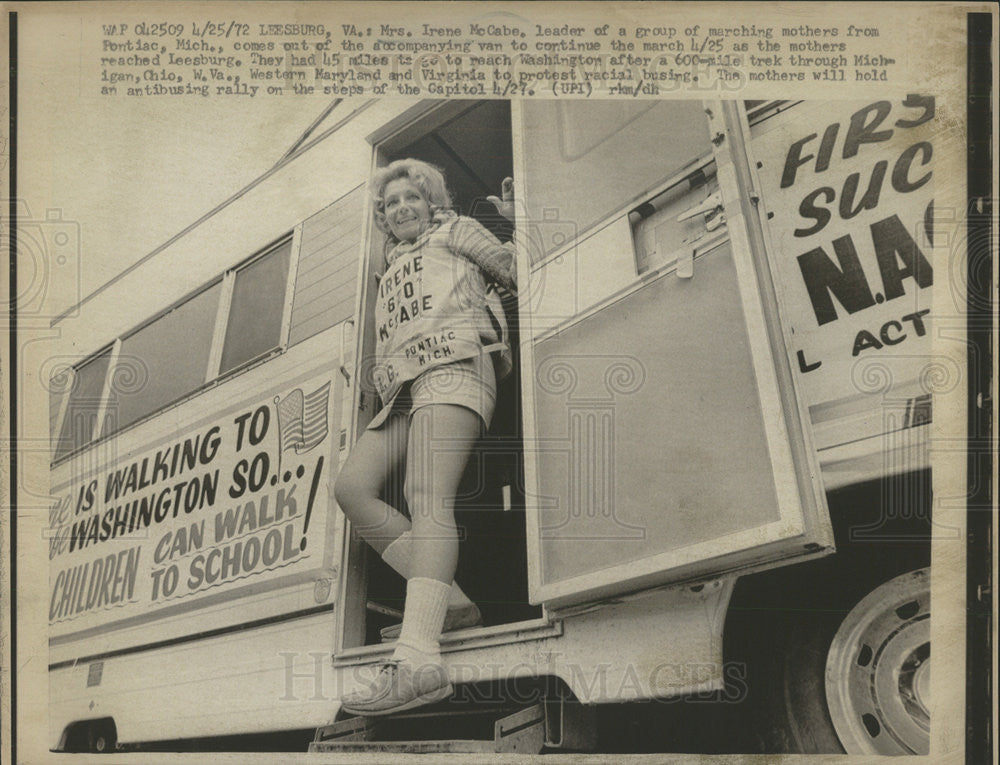 1972 Press Photo MRS. IRENE MC CABE LEADER  MARCHING MOTHERS  MICHIGAN - Historic Images